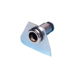 Flap lock with hook for cylinder compartment, garage door