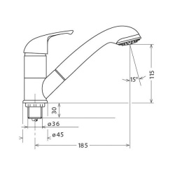 Kama hot/cold water coil with shower Julia, mounting hole diameter ∅ 35 mm - Img 2