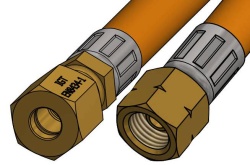 Low-pressure gas hose: 1/4-inch thread and 8mm pipe connection, brass