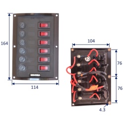 Panou cu 6 intrerupatoare basculante cu sigurante incluse, standard marin - Img 3