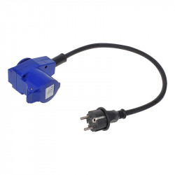 Schuko stecher adapter and double socket 40cm 16A, neoprene cable