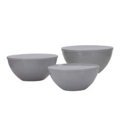 Set 3 boluri Palma din melamina cu capac , GRI