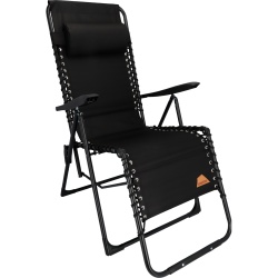 Sezlong pliant CampTime Bari, design compact cu 6 pozitii, NEGRU - Img 3