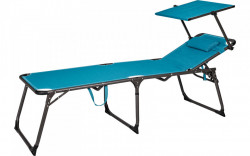 Slimline luxury folding bed with sunblinds, aluminium frame and adjustable backrest, BLUE