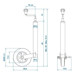 Support / manoeuvring wheel, 48mm, with locking system, load 150 kg - Img 5