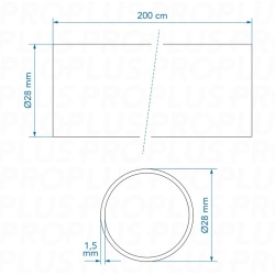 28 mm pipe for Reich water drain 2m (1 pc) - Img 4