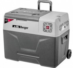 39 litre cooler with LG 12/24/230V compressor, handle and integrated transport wheels