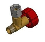 90° gas tap for connection to regulator with left-hand thread