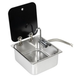 Built-in sink with battery included 35,2 x 32,2 x 15 cm with safety glass lid