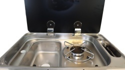 Built-in stove / sink FL1323 with 1 burner and glass lid, sink on RIGHT HAND SIDE - Img 3