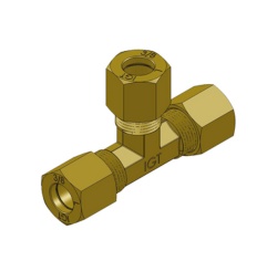 Fixed "T" gas connector, made of zinc-plated brass, 8 x 8 x 8 mm