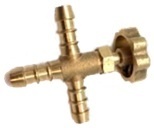 Gas tap with 1 inlet and 2 outlets