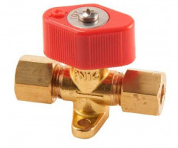 Gas tap with 8 mm pipe connection and integrated mounting bracket