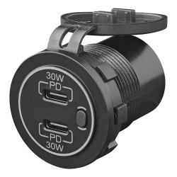 Incarcator auto cu priza USB 2 x C, 12V/24V, cu capac protectie