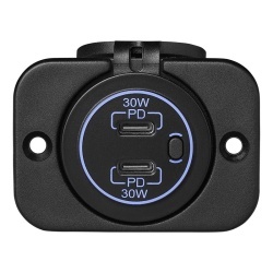 Incarcator auto cu priza USB 2 x C pentru montaj incastrat, 12V/24V, cu capac protectie - Img 5