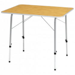 Menton M camping table with bamboo top (80 x 60) and adjustable legs