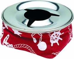 Red stainless steel ashtray with sand