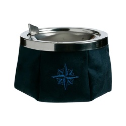 Scrumiera antivant DeLuxe, inox cu piele sintetica, NAVY BLUE