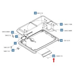 Șină balama superioară cu piese de montaj pentru trapa Dometic Heki 1 (540E13) - Img 2