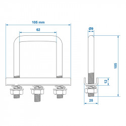 Square collar for the clamping of the manoeuvring wheel clamp (2 pcs) - Img 4