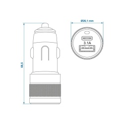 Stecher pentru priza de bricheta auto 12V cu USB C si A - Img 5
