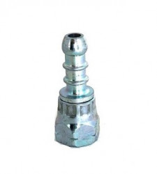 Steel coupling with 8mm hose clamp and 1/4" internal thread for grills or freezers, left-hand thread