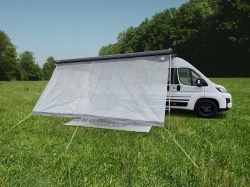 Sun protection front wall for awnings