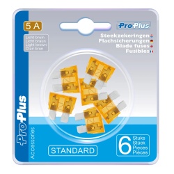 12V MINI fuses, 6 pcs, LIGHT BROWN, 5A