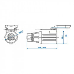 13-pin socket with cover for cable mounting, ABS, 12V - Img 7
