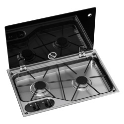 Aragaz incorporabil pe gaz Dometic CVH1525G, 2 arzătoare, cu capac din sticlă, 30 mbar