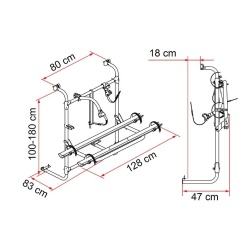 Bike carrier "Fiamma Carry-Bike Universal" for caravans, 100 -180 cm - Img 2