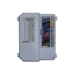Central control unit with fuse panel for caravans and motorhomes