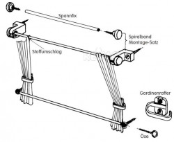 Complete kit for fixing 5 curtains in caravans, motorhomes, minibuses
