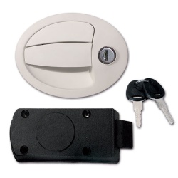 Complete oval lock for garage door for motorhomes, 130 x 98 mm