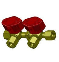 Double gas tap with 8 mm pipe connection