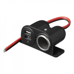 Double socket 2 USB and 12V cigarette lighter