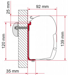 Fiamma F45 awning adapter for vertical wall AS 120