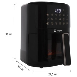 Friteuză cu aer cald (Airfryer) Berger VanFry 1400 W, 4,5 l, cu display tactil LED și fereastră de vizualizare - Img 3
