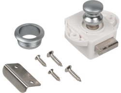 Incuietoare dulap Push Lock Mini cu buton si opritor inclus, CROM - Img 2