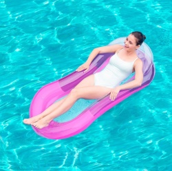 Inflatable pool mattress with headrest and safety valve