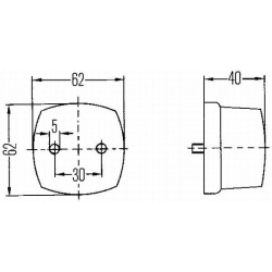 Lampa de gabarit remorci, pozitie fata (alb) 62 x 62 mm,Hella - Img 2