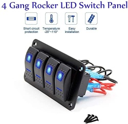 Panel with 4 toggle switches with blue LED illumination, marine standard - Img 2