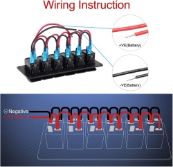 Panel with 6 toggle switches with blue LED lighting, marine standard - Img 3