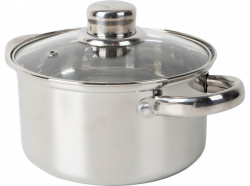 Set of 3 stainless steel camping pots including lid - Img 2