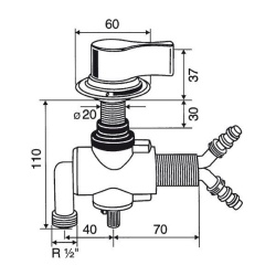 Under-sink hot/cold water tap, installation hole diameter ø 27mm, BEJ - Img 2