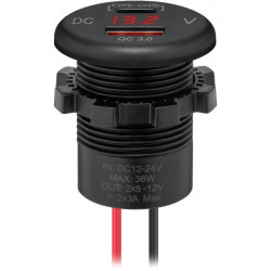 USB socket (A + C) with voltmeter for flush mounting, 12V/24V, high power - Img 2