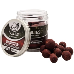 Boilies C&B Semisolubil, Squid Cranberry, Rosu, 16-20mm, 150g - Img 1
