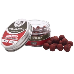 Mini Boilies C&B Semisolubil, Krill, Rosu, 12mm, 60g - Img 1