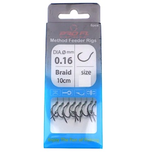 Set Pro Fl 8 Carlige Legate Textil 10cm Cu Spin Carlig Power Carp Feeder - Img 1