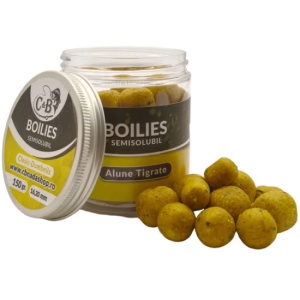 Boilies C&B Semisolubil, Alune Tigrate, Galben, 16-20mm, 150g - Img 1